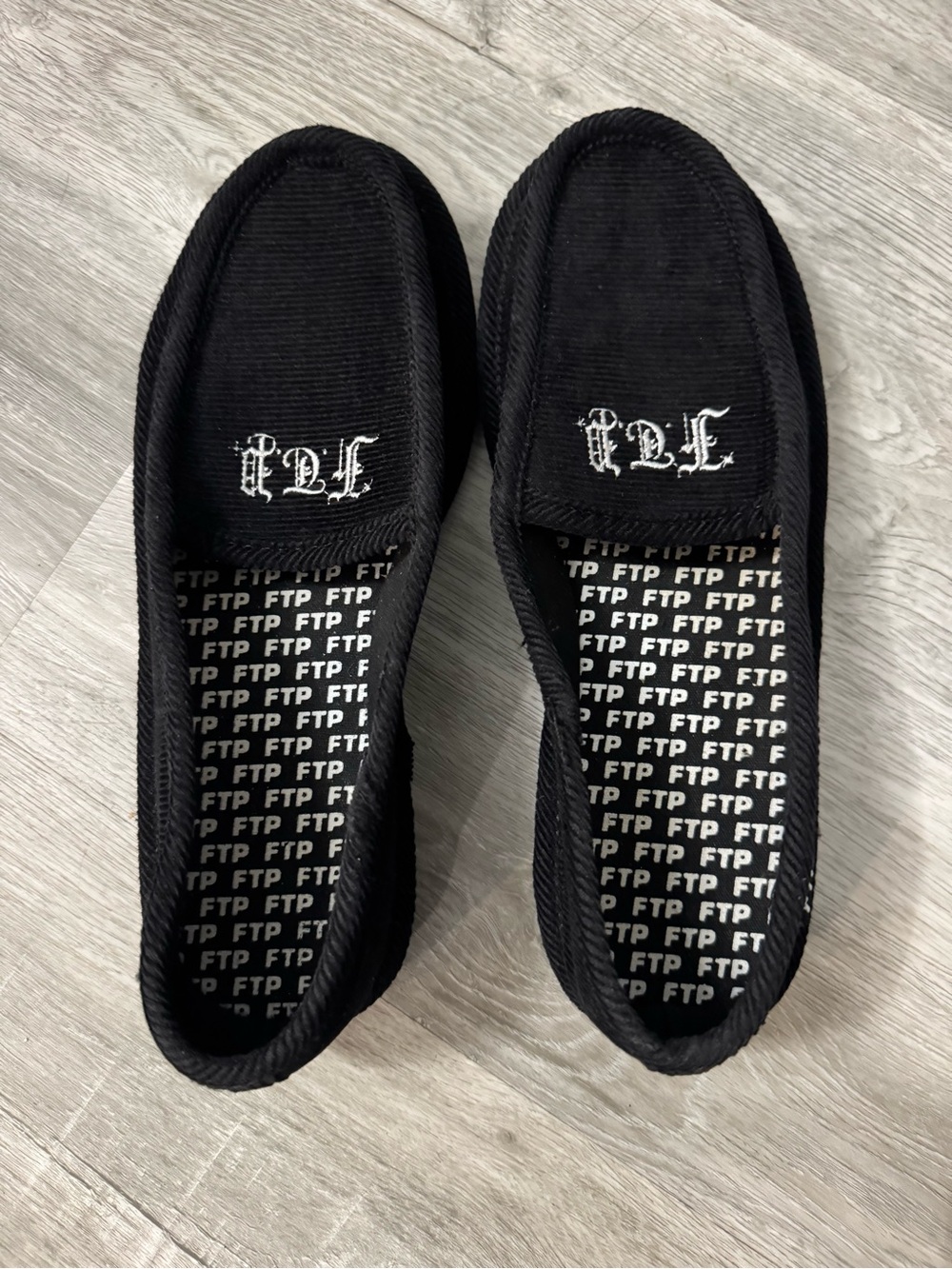 FTP Black Corduroy Logo House Slippers